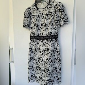 Elegant Black and White Lace Dress